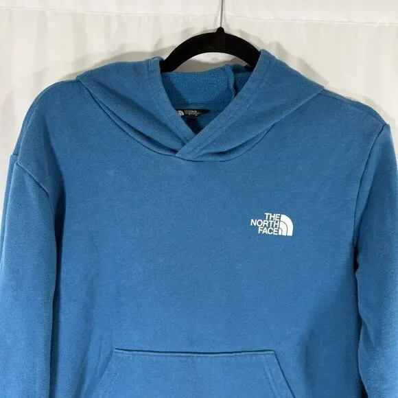North Face Hoodie Girls XL Blue Pockets Pullover Cotton Blend - Picture 2 of 10